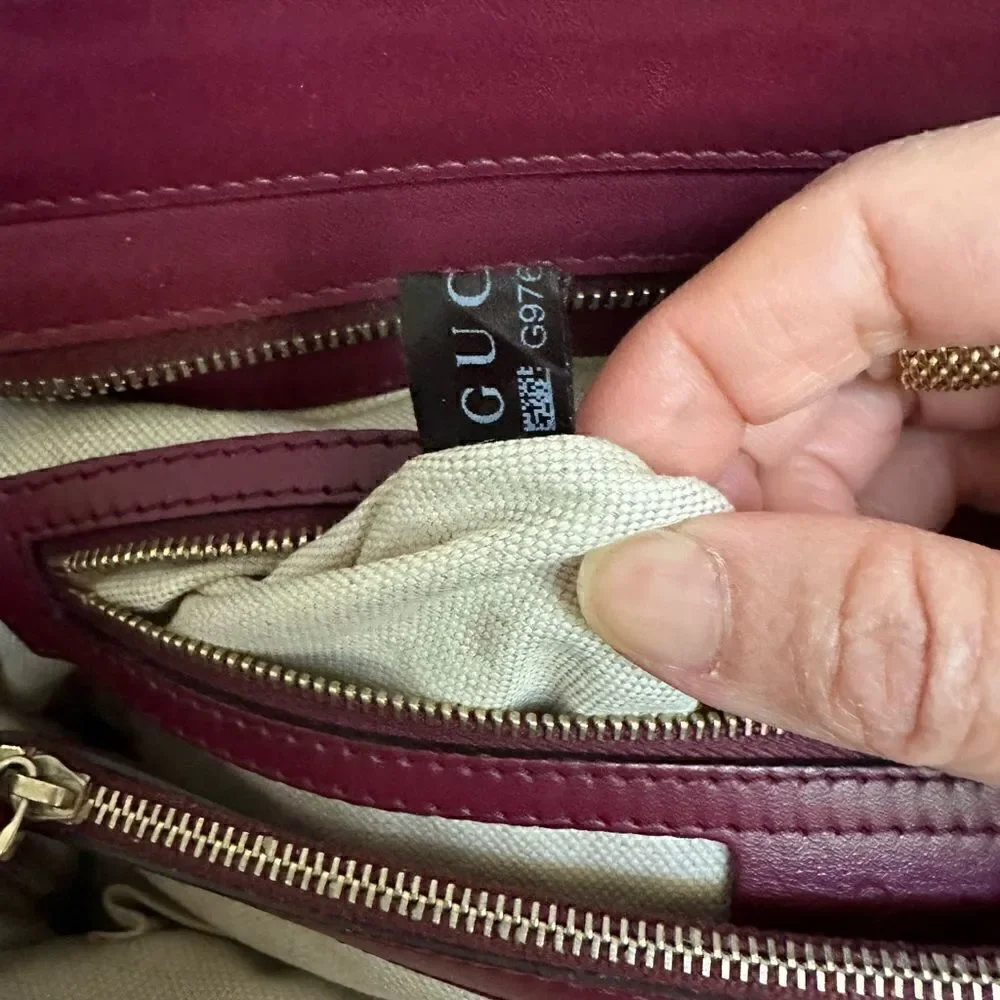 Gucci Mayfair burgundy leather Gg tote